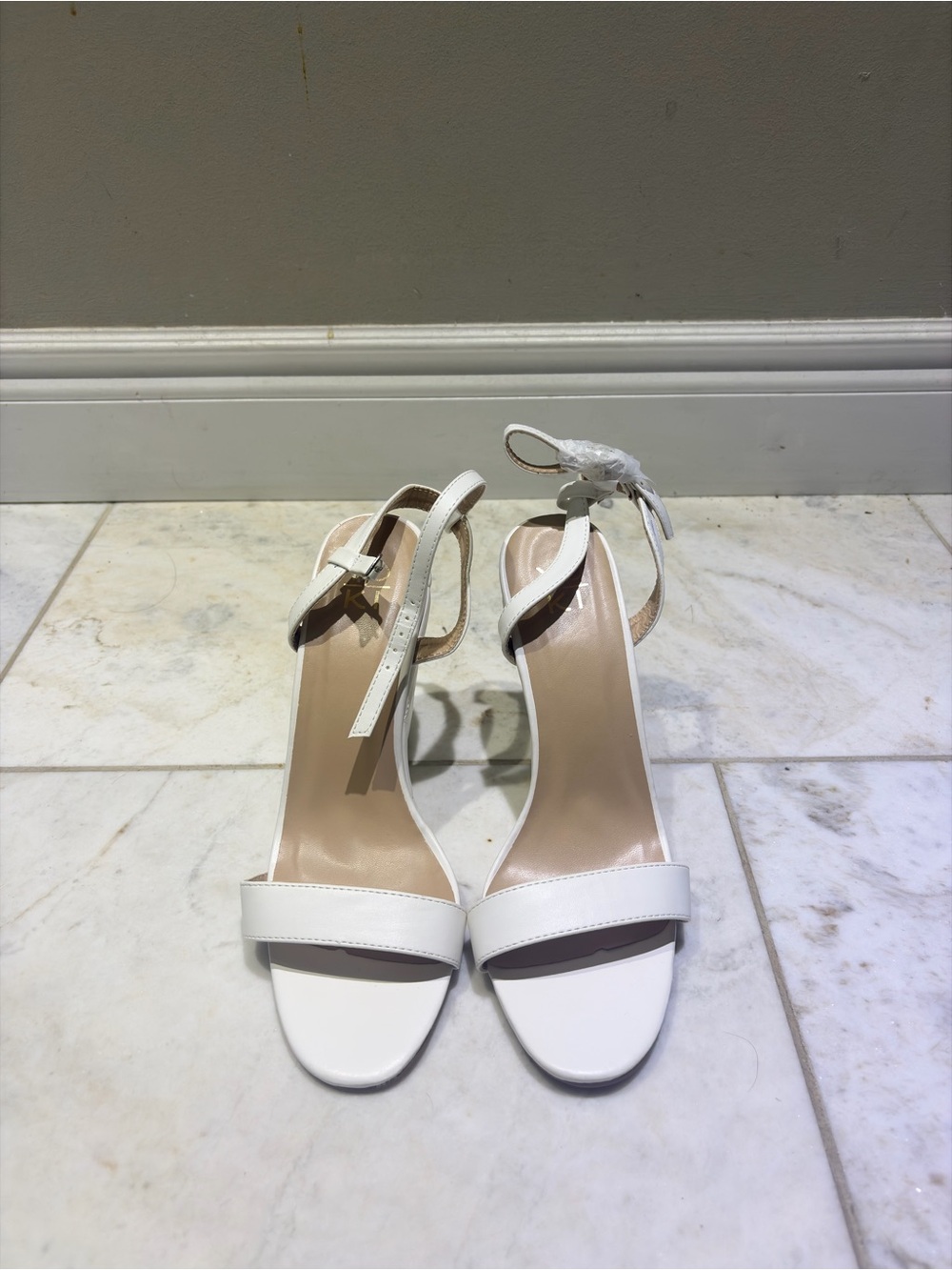 Yoki White Open-Toe Ankle-Strap Heels